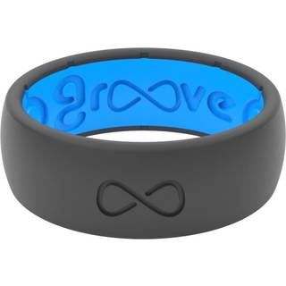 Groove Life Solid Deep Stone/Bl? Ring - ?ndbar silikone vielsesringe til m?nd Livstidsd?kning Unikt design Comfort Fit Ring - str. 12