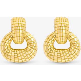 Mood Mood Gold Tone Polished Snake Textured Doorknocker Earrings