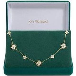 Jon Richard Jon Richard Gold Tone Jet Crystal Clover Necklace