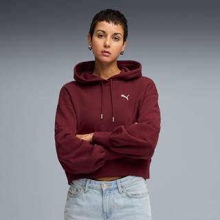 PUMA WARDROBE Essentials Relaxed Cropped Hoodie Women, Clothing, Ruby Shimmer, M