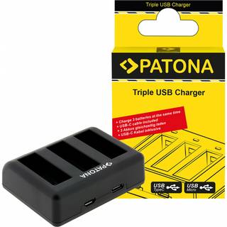 Patona Triple charger for DJI Osmo Action 3 and Osmo Action 4 BCX202 incl. USB-C cable