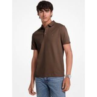 MK Embroidered Logo Cotton Polo Shirt - Brown - Michael Kors
