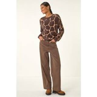 Roman Roman Brown Fluffy Animal Print Knit Jumper