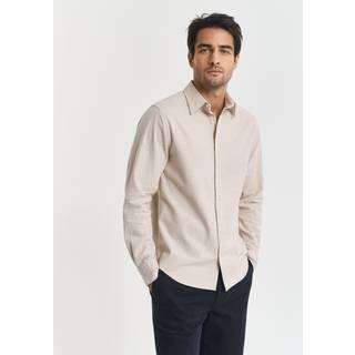 GANT Regular Fit Flannel Shirt Light Beige Melange