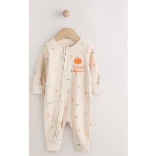 Next Ecru My First Halloween Two Way Zip Footless Baby Sleepsuit (0-18mths)