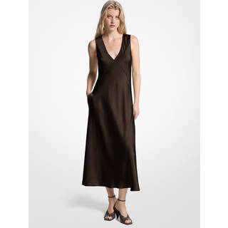 MK Satin Midi Dress - Brown - Michael Kors