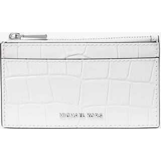 MK Jet Set Small Crocodile Embossed Leather Card Case - White - Michael Kors - ONE SIZE