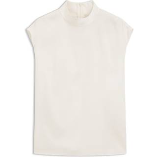 Top med høj hals i silke med stræk