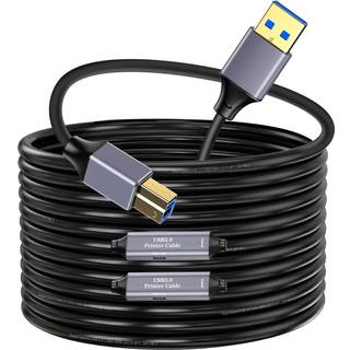 NÖRDIC USB 3.0 Aktiv Printerkabel - 5m USB A til USB B 3.0 Kompatibel med printer, konferencerkamera, dockingstation, harddisk og mere