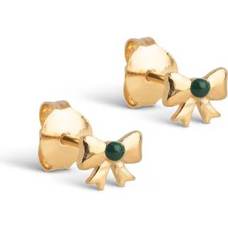 Enamel - Baby Bow øreringe i forgyldt sølv petrol Green