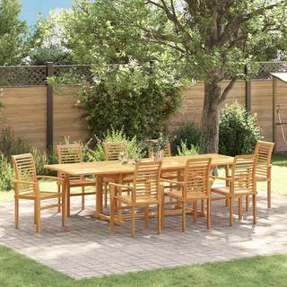 Have Spisebordssæt 9 pcs Brun 280 x 100 x 75 cm Massivt teaktræ