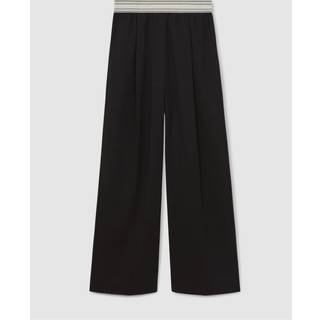 Reiss Reiss Black Camelia Petite Wide-Leg Contrast-Waistband Trousers