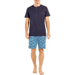 HOM Herren Pyjama blau Baumwolle & Mix Gemustert