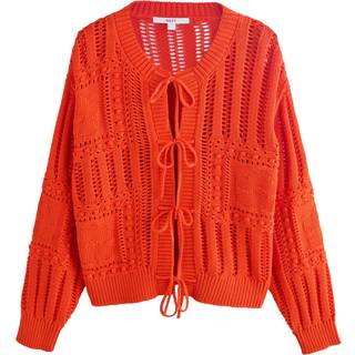 Next Cardigan med bånd foran og syning i bomuld