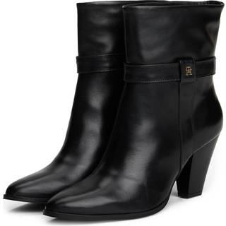 Leather Cuban Heel Ankle Boots