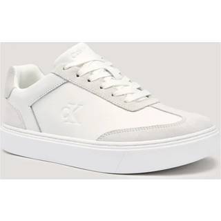 Calvin Klein Calvin Klein White Cream Tumbled Leather Flexible Sole Trainers