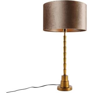 Bordlampe bronze med fløjlsskærm taupe 35 cm - Pisos