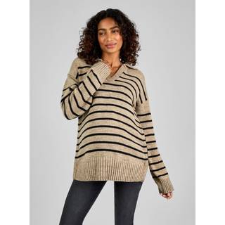 Jojo Maman Bébé JoJo Maman Bébé Oatmeal & Black Stripe Collared Maternity & Nursing Jumper