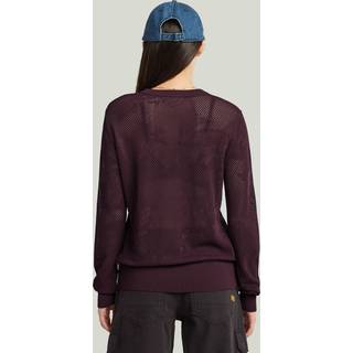 Pointelle Knit Pullover - Red - Women