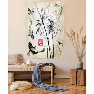 Ambesonne japansk tapestry japansk traditionell trädgård design vilda djur skog meditation origami vägg hängande för sovrum vardagsrum sovsal 6 6