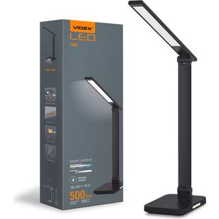 LED skrivebordslampe - med trådløs opladning, sort, 230V, 700lm, 18W - Dæmpbar : Dæmpbar, Kulør : Ekstra varm
