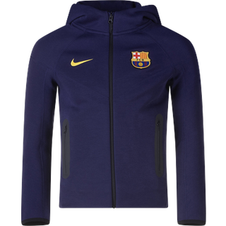 FC Barcelona Tech Nike-fodboldhættetrøje i fleece med lynlås i fuld længde til større børn (drenge) - lilla - L