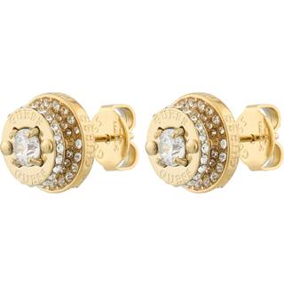 Guess JUBE05557JWYGT/U Damen-Ohrringe Ohrstecker Coin Pave Goldfarben