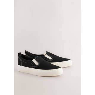 Next Black Slip On Canvas Skater Trainers