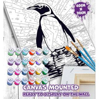 Mal efter tal på lærred 30x40cm, pingvin