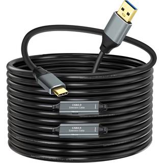NÖRDIC 20m Aktiv USB 3.0 A til C Kabel, 5Gbps Super Speed USB-kabel Kompatibel med VR, Kamera, Dockingstation og mere