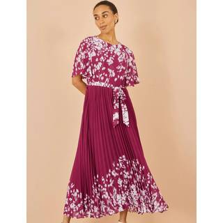Yumi Yumi Red Mirror Floral Print Design Pleated Midi Dress - 38