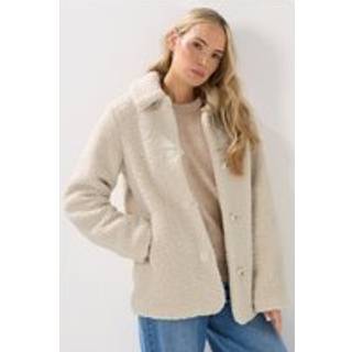 Lts Tall Ivory White Borg Button Through Jacket 8 Lts | Tall Women's Jackets - Cream