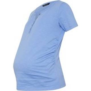 Lts Tall Premium Maternity Blue Cotton Placket Button Tshirt Size 8