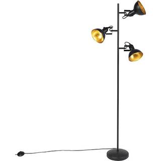 Smart gulvlampe sort med guld 3-lys inkl. 3 WiFi P45 - Tommy