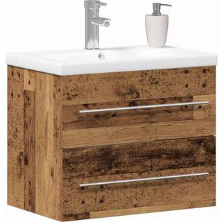 Vaskeskab Med Vask 2 Dele Gammelt Træ 60 X 38.5 X 48 Cm