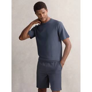 Reiss Reiss Airforce Blue Wick Textured Crew-Neck T-Shirt