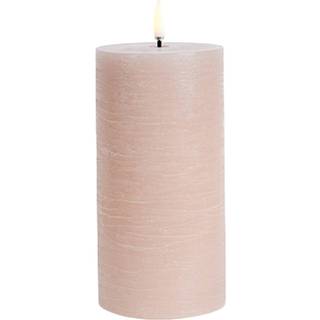 UYUNI LED Pillar Bloklys m. 3D flamme Ø7.8x15 cm Beige