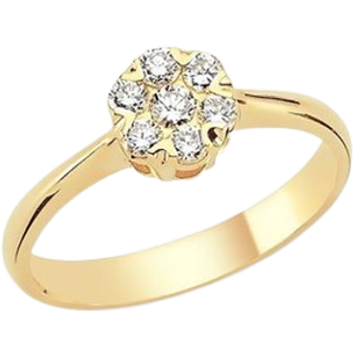Flora Diamantring - 14 kt guld med blomst af diamanter 0,17-0,57 ct