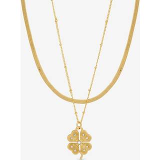 Mood Mood Tone Polished Crystal Clover Double Row Pendant
