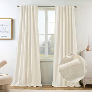 Driftaway 100% Blackout Natural Linen Gardiner til soveværelse 96 tommer Langt dobbeltlag Draper Farmhouse Termisk isoleret 3 tommer stanglomme t