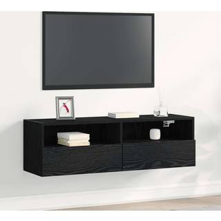 TV vægskab Vægmonteret Sort eg 100 x 30 x 30 cm Konstrueret træ
