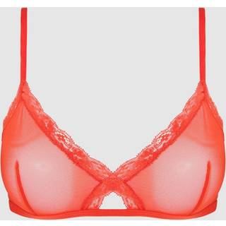 Understatement | Mesh Lace Cut-Out Triangle Bralette - Fiery Red