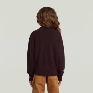 Girls Cropped Crew Knit - Brown - girls
