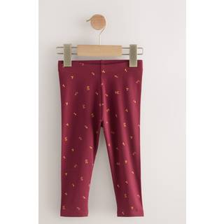 Next Burgundy Red Ditsy Floral Plain Leggings (3mths-7yrs)