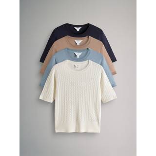 The Set The Set 4 Pakke med fintstrikkede kabelstrikkede T-shirts