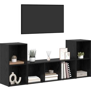 TV-møbelsæt Vægmonteret 3 pcs Sort Konstrueret træ