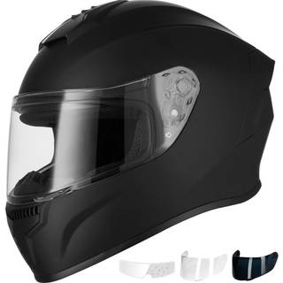 Favoto Full Face Motorcykelhjelm Dot Godkendt Cascos Para Motos Snowmobile Dirt Bike Helmet til voksne Mænd Kvinder Anti-Fog Film inkluderet sort