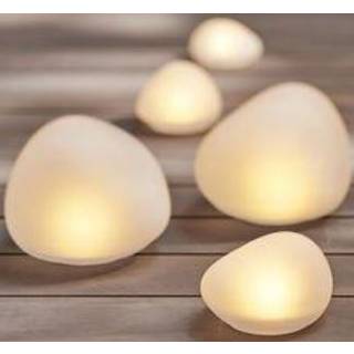 LED lyssten - udendørs m. solcelle funktion, hvid, 3 pak