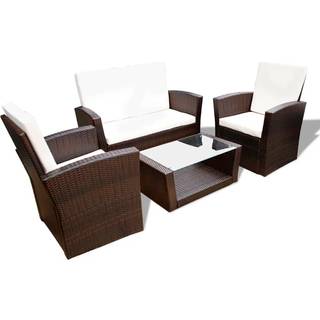 Loungesæt Til Haven 8 Dele Med Hynder Polyrattan - 4 / Brun