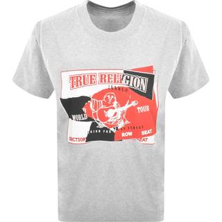 True Religion Short Sleeve Torn Logo T Shirt Grey